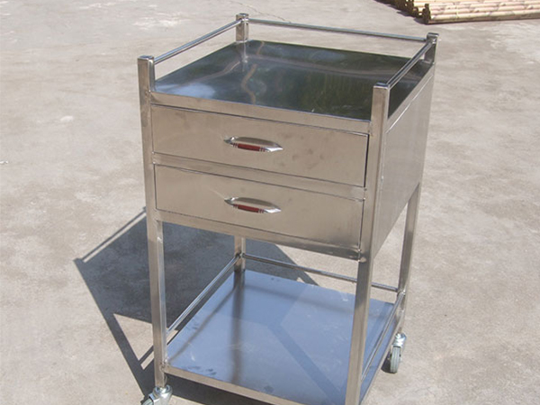 宜春不锈钢双层手推车器械车美发仪器车配抽屉