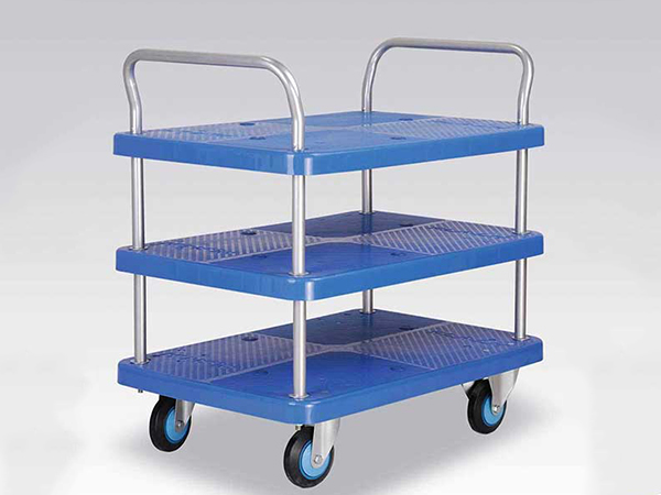 南京静音手推车-双层胶板推车-物流平板车